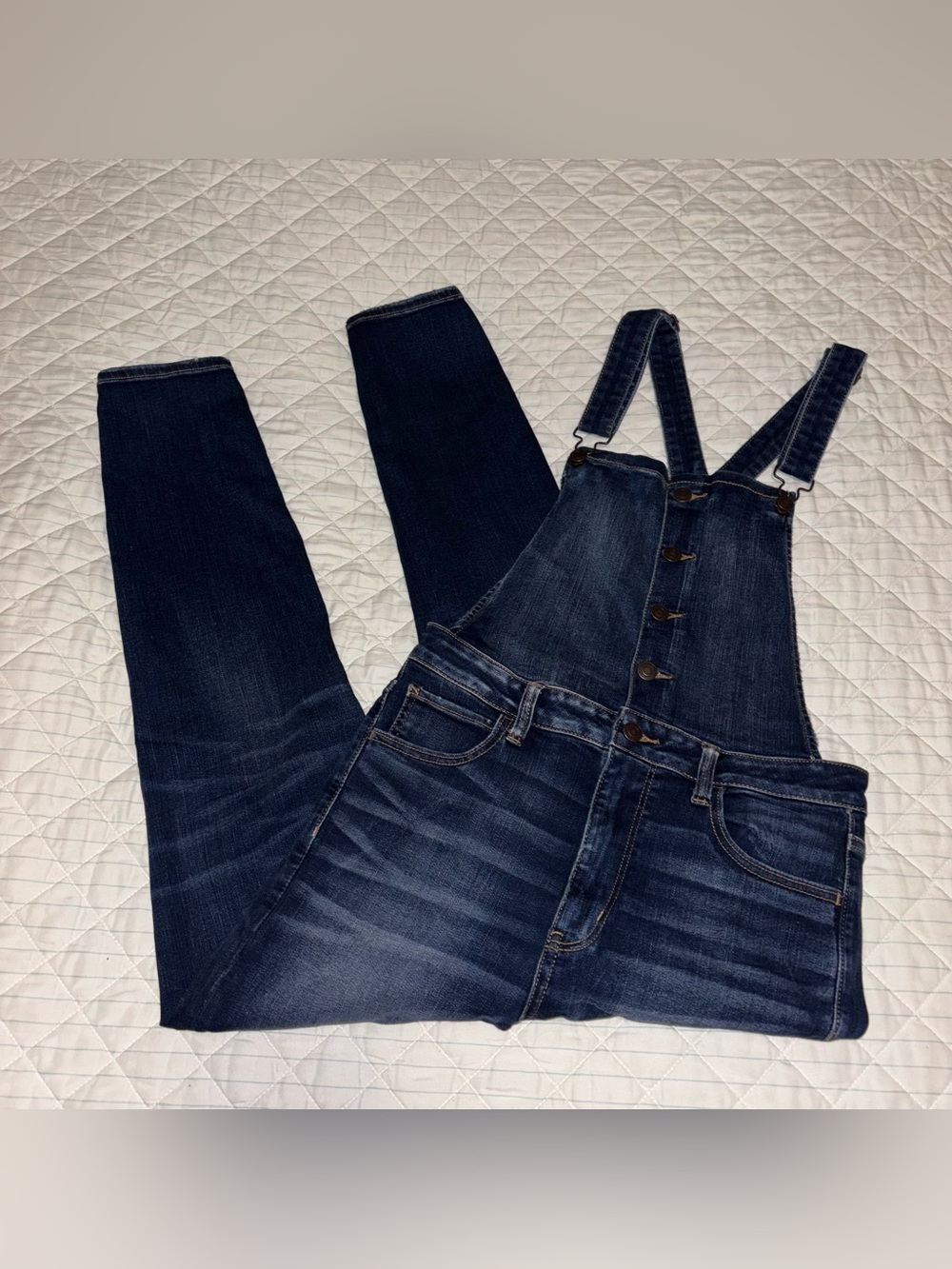 American Eagle Dark Wash Denim Jegging Overalls